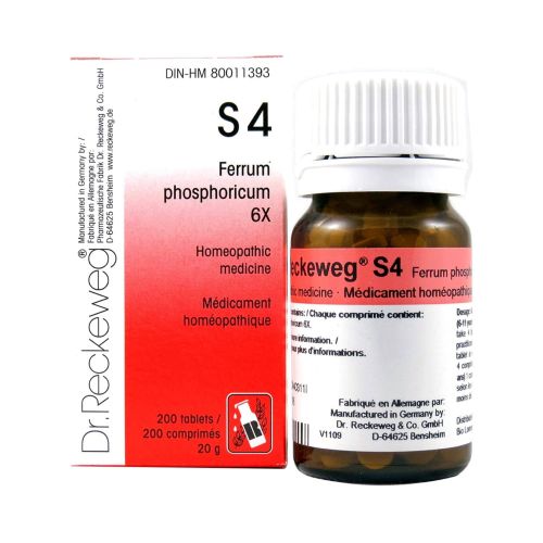 Dr. Reckeweg Homeopathic   S4 - Ferrum Phosphoricum- 6X - 200 Tablets
